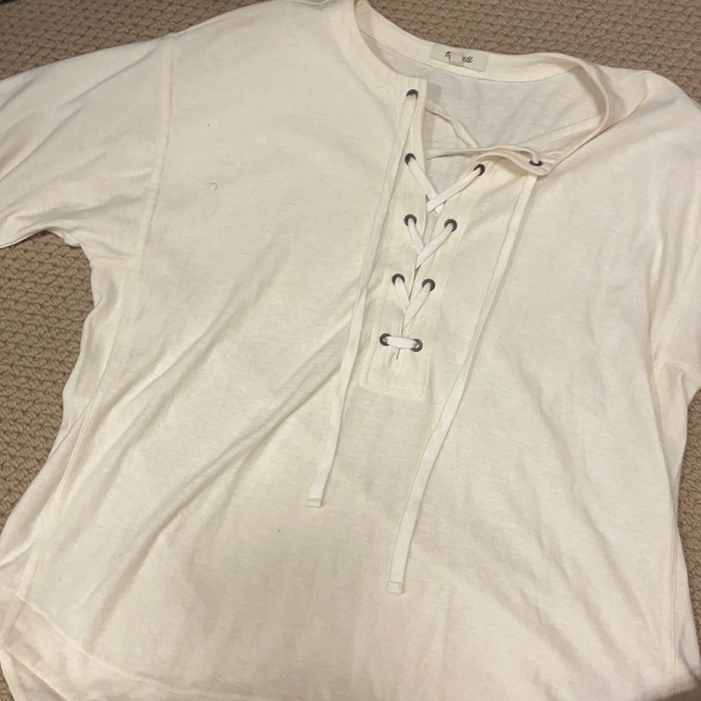 Madewell quarter length shirt.